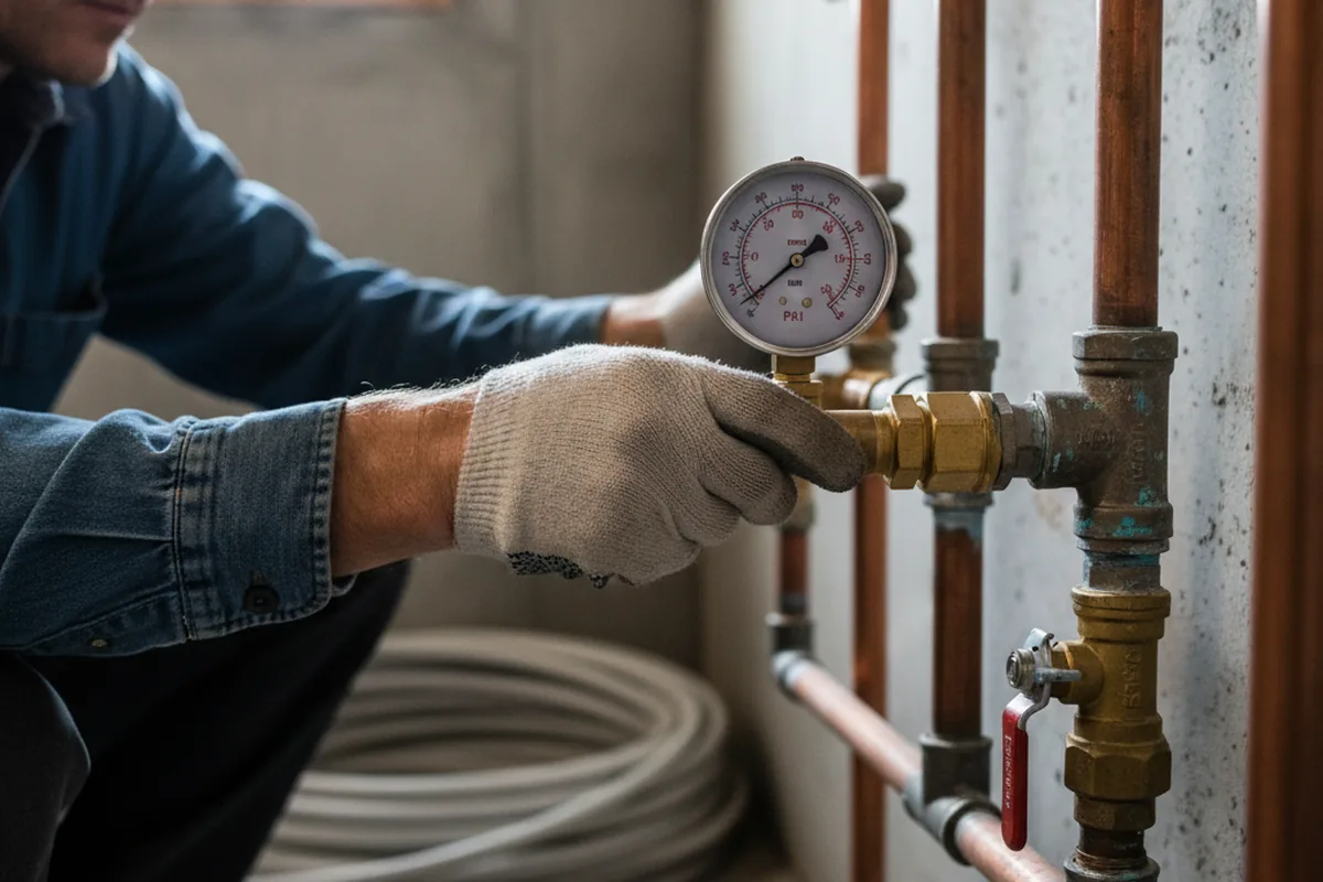 Pressure testing a repaired line during Water Line Repair in Fountain City